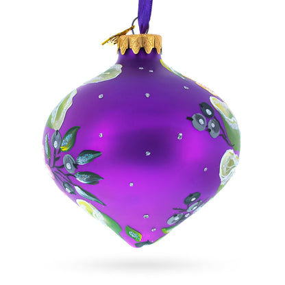 Songbird and Blossoms Onion-Shape Finial Glass Christmas Ornament