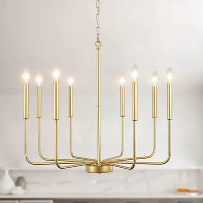 Rural black iron chandelier eight light dining room
