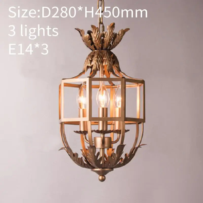 Russian pineapple grey & gold metal cage chandelier kitchen light