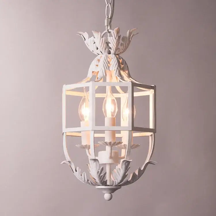 Russian pineapple grey & gold metal cage chandelier kitchen light