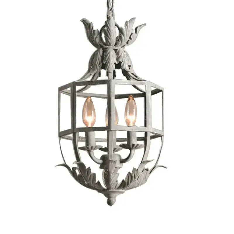 Russian pineapple grey & gold metal cage chandelier kitchen light