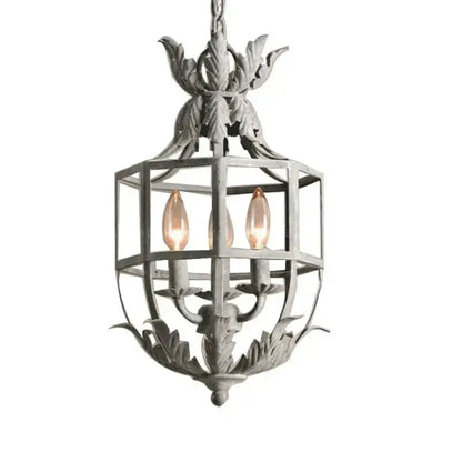 Russian pineapple grey & gold metal cage chandelier kitchen light