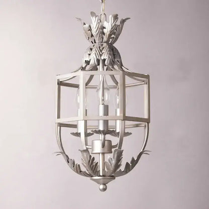 Russian pineapple grey & gold metal cage chandelier kitchen light
