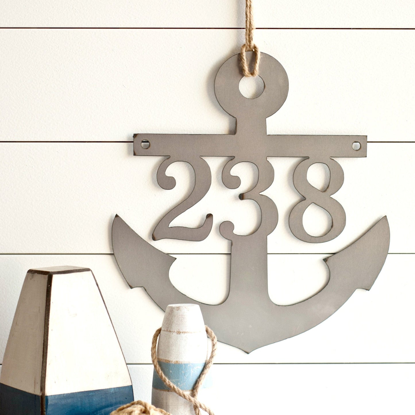 [COL] Anchor Address Plaque - Coastal House Numbers Plaque Beach Nautical Decor