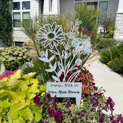 [COL] Flower Bouquet Stake - Metal Cutout Memorial Stake for Loved Ones