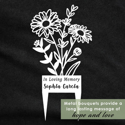 [COL] Flower Bouquet Stake - Metal Cutout Memorial Stake for Loved Ones