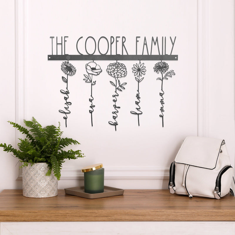 [COL] Our Family Garden - Personalized Birth Month Flowers Family Name Sign Mother's Day Gift