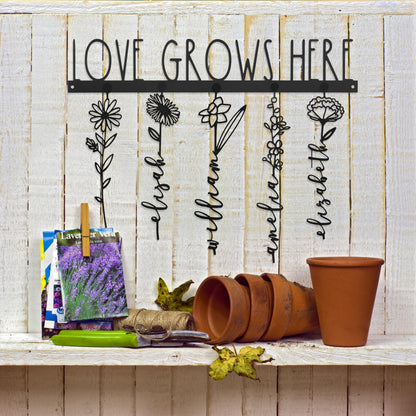 [COL] Our Family Garden - Personalized Birth Month Flowers Family Name Sign Mother's Day Gift