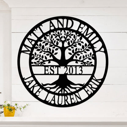 [COL] Established Family Tree Name Sign - Family Tree Wall Decor Last Name Signs for Home