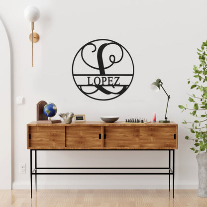 [COL] Circle Monogram With Name - Monogram Last Name Signs for Home