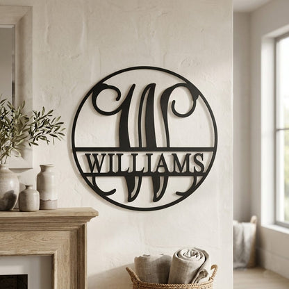 [COL] Circle Monogram With Name - Monogram Last Name Signs for Home