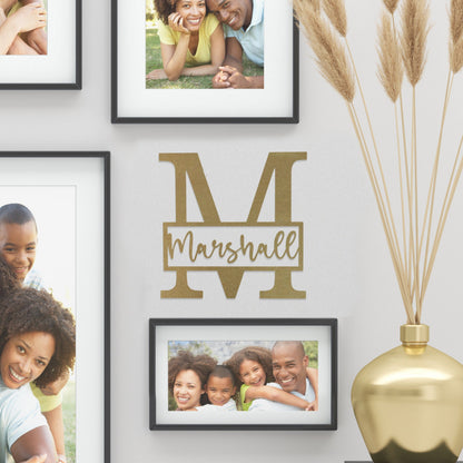 [COL] Script Letter Monogram - 2 Sizes - Personalized Metal Family Monogram Last Name Sign