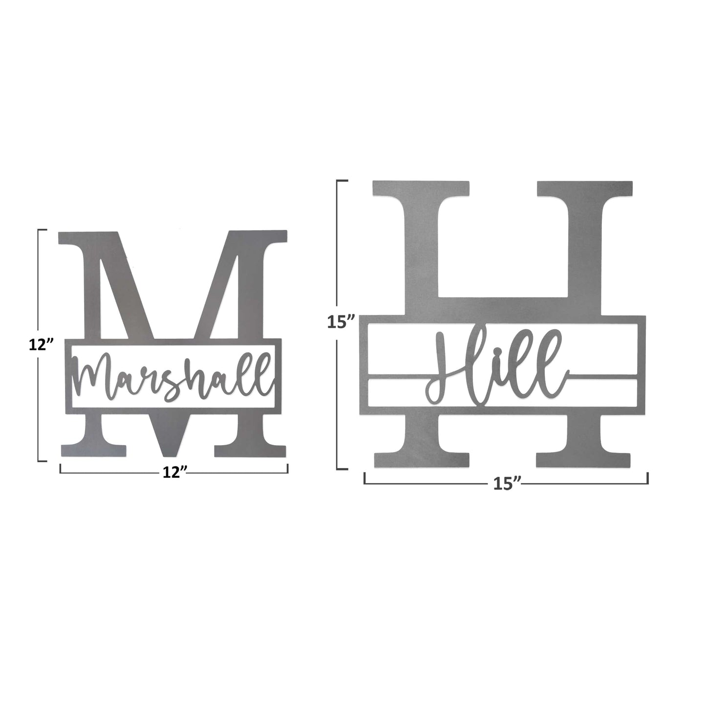 [COL] Script Letter Monogram - 2 Sizes - Personalized Metal Family Monogram Last Name Sign