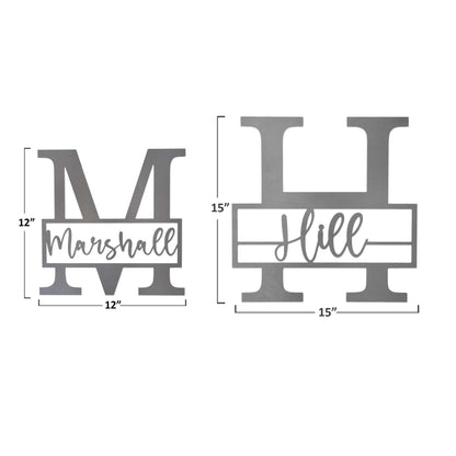 [COL] Script Letter Monogram - 2 Sizes - Personalized Metal Family Monogram Last Name Sign