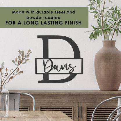 [COL] Script Letter Monogram - 2 Sizes - Personalized Metal Family Monogram Last Name Sign