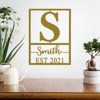 [COL] Weston Name and Date Monogram - 2 Sizes - Custom Metal Rectangle Monogram with Name and Date Sign