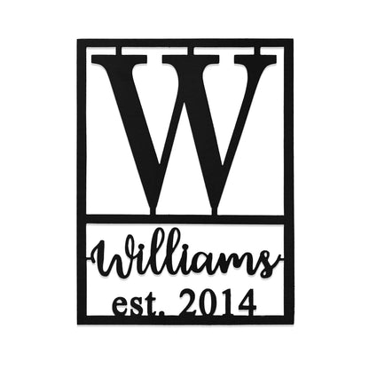 [COL] Weston Name and Date Monogram - 2 Sizes - Custom Metal Rectangle Monogram with Name and Date Sign