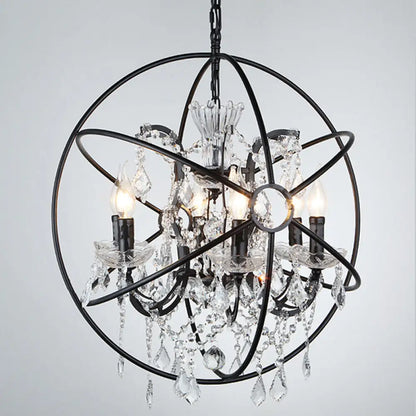 DecorBites™ Rustic 4-Light Wrought Iron Chandelier Pendant with Crystal Deco for Restaurants