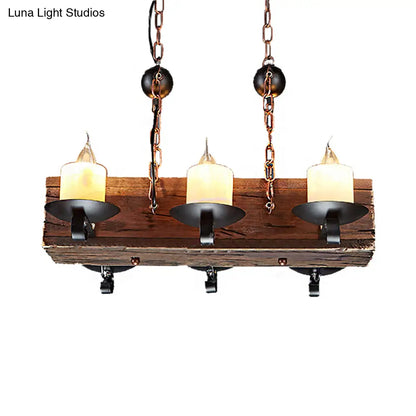 DecorBites™ Rustic 6-Light Candle Island Pendant with Black Marble for Dining Room