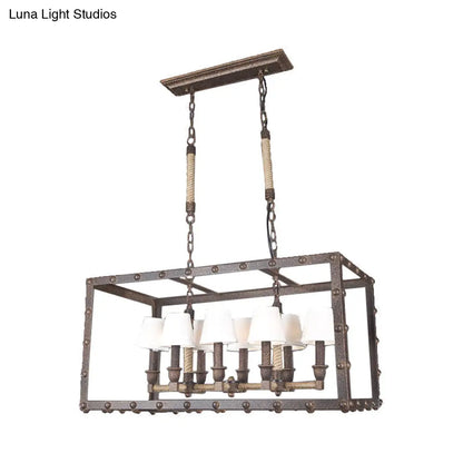 DecorBites™ Rustic 8-Light Island Pendant Fixture with Traditional Fabric Barrel for Dining Room Lighting