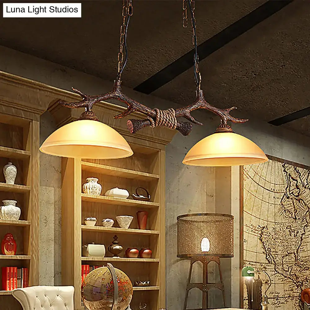 Rustic antler amber glass pendant light dining room 110v-120v