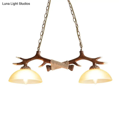 Rustic antler amber glass pendant light dining room 110v-120v