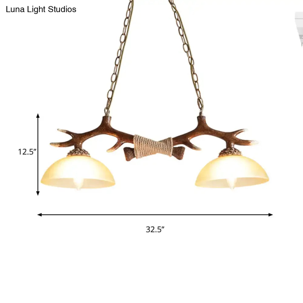 Rustic antler amber glass pendant light dining room 110v-120v
