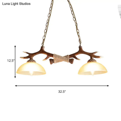 Rustic antler amber glass pendant light dining room 110v-120v