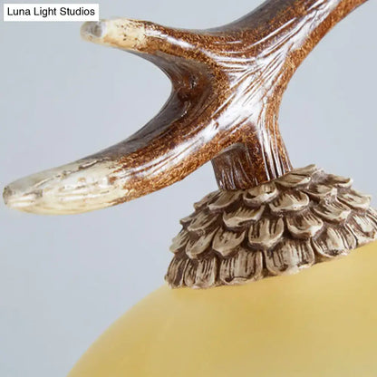 Rustic antler amber glass pendant light dining room 110v-120v