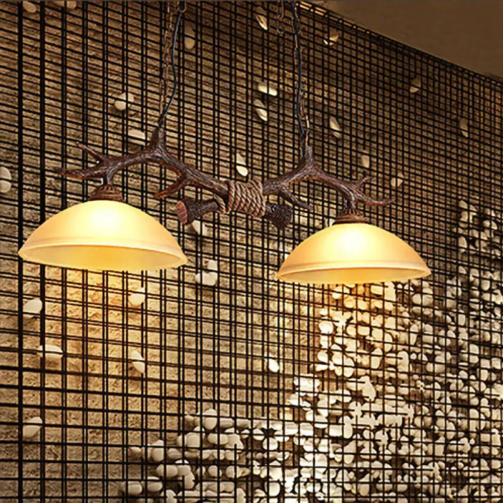 Rustic antler amber glass pendant light dining room 110v-120v