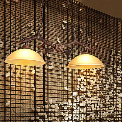 Rustic antler amber glass pendant light dining room 110v-120v