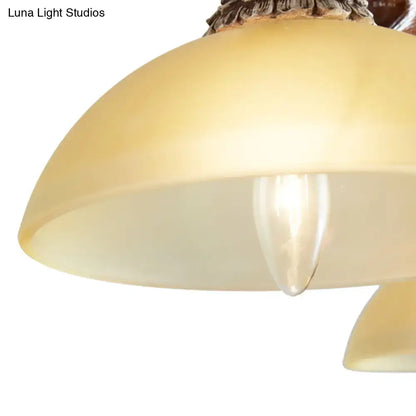 Rustic antler amber glass pendant light dining room 110v-120v
