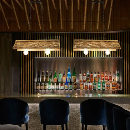 Rustic bamboo roof pendant light with e26 e27 base for restaurant