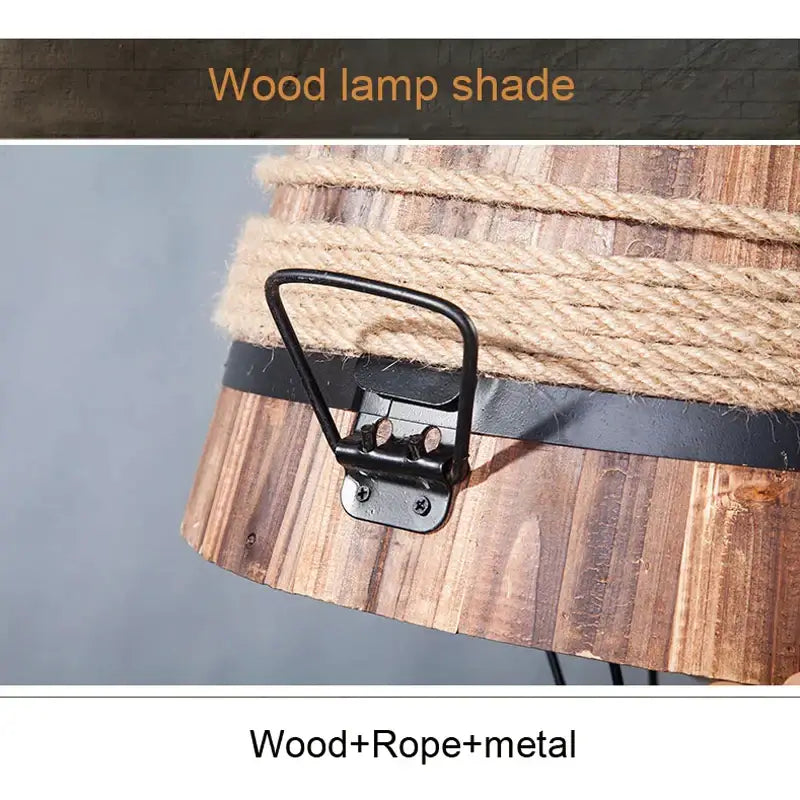 Rustic barrel industrial chandelier dining room wood pendant light