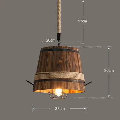 Rustic barrel industrial chandelier dining room wood pendant light