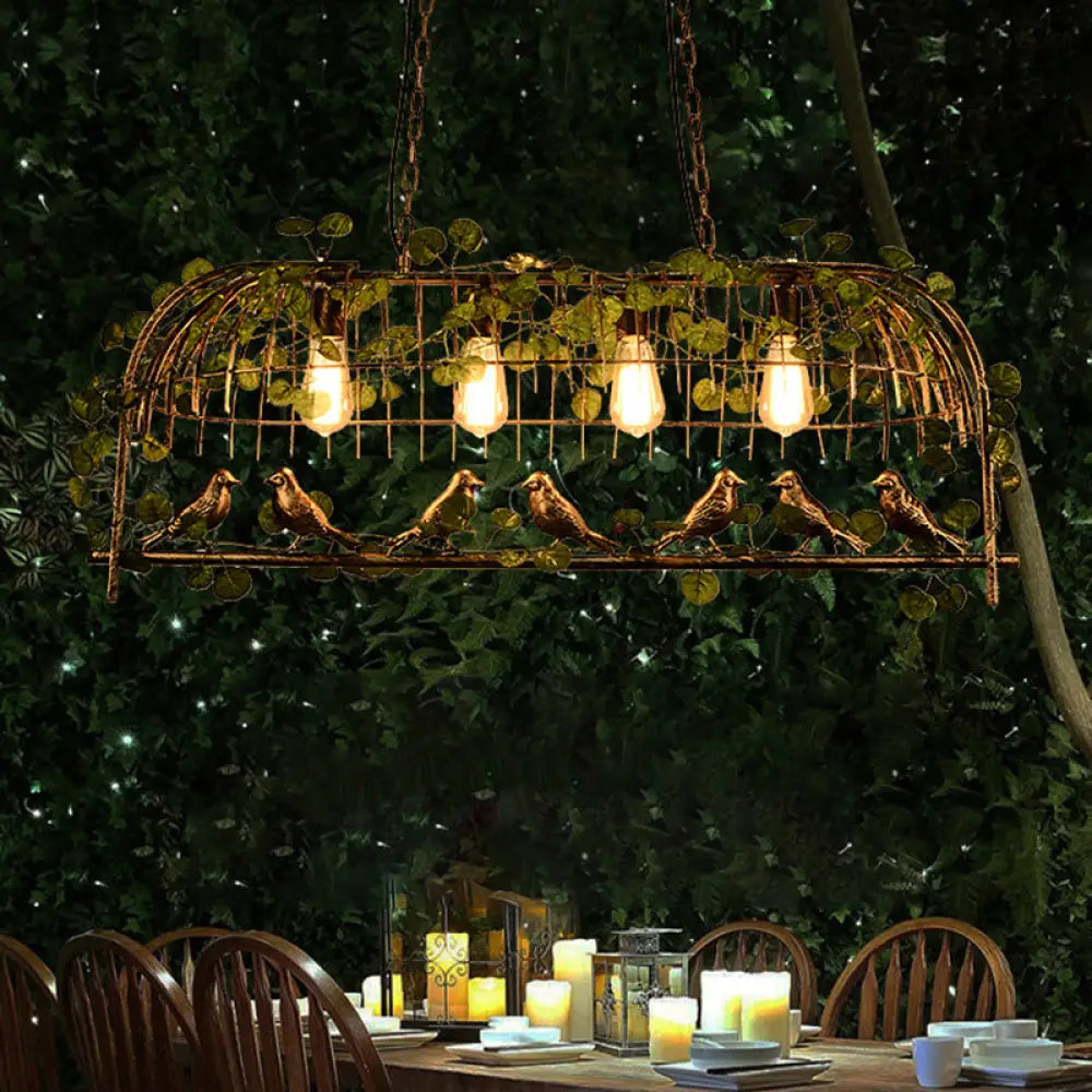 DecorBites™ Rustic Birdcage Island Pendant Light with Ivy for Restaurant Décor