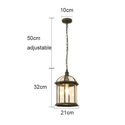 Rustic black & brass outdoor hanging lantern light patio fixture