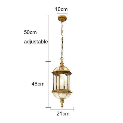Rustic black & brass outdoor hanging lantern light patio fixture