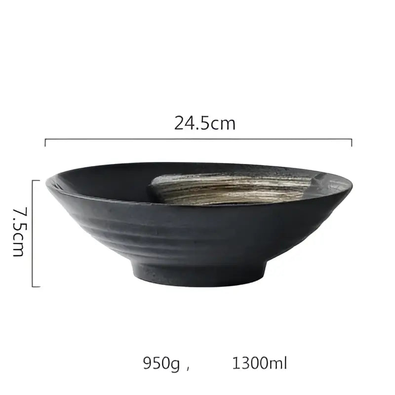 Rustic black ceramic sushi plate and bowl set dining room gold accent