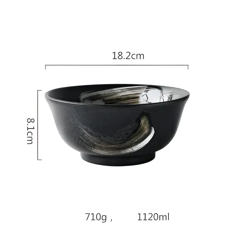 Rustic black ceramic sushi plate and bowl set dining room gold accent