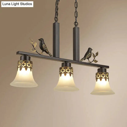 Rustic black & gold bird island light fixture dining room chandelier