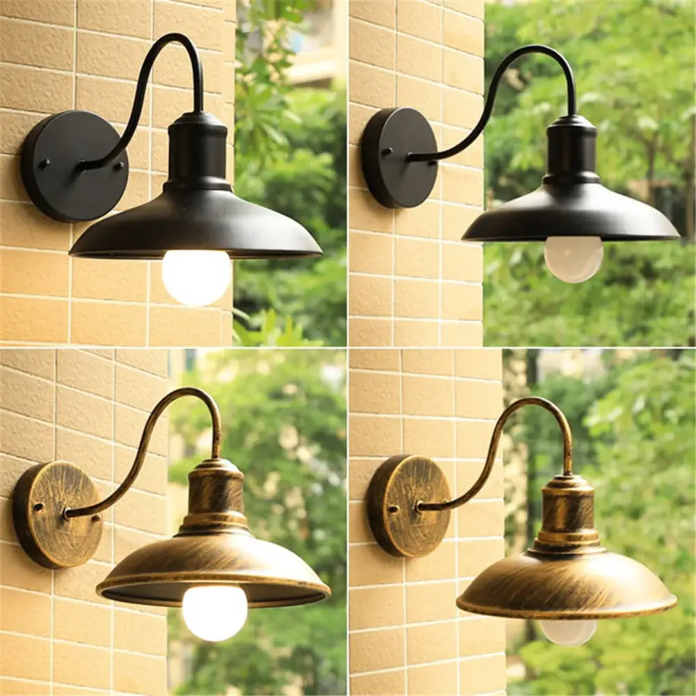 Rustic black gooseneck light fixture outdoor garage wall sconce