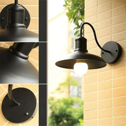 Rustic black gooseneck light fixture outdoor garage wall sconce