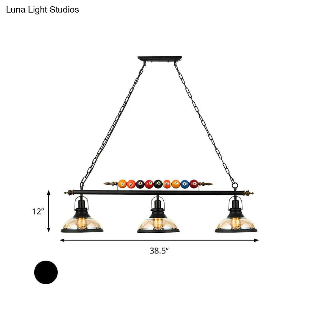 DecorBites™ Rustic Black Island Pendant Light Kit: Clear Glass Dome, 2/3-Light, with Multi-Color Balls