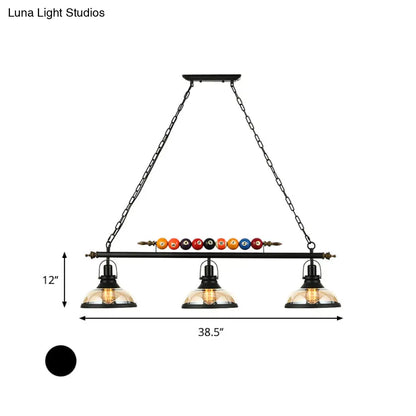 DecorBites™ Rustic Black Island Pendant Light Kit: Clear Glass Dome, 2/3-Light, with Multi-Color Balls