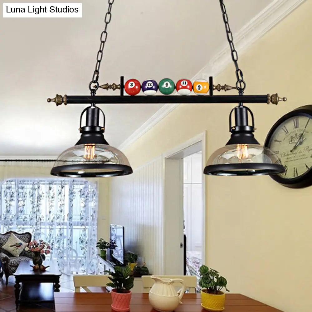 DecorBites™ Rustic Black Island Pendant Light Kit: Clear Glass Dome, 2/3-Light, with Multi-Color Balls