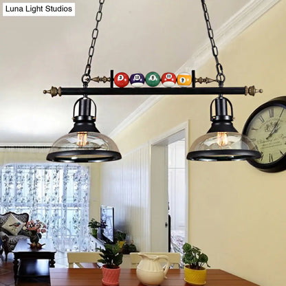 DecorBites™ Rustic Black Island Pendant Light Kit: Clear Glass Dome, 2/3-Light, with Multi-Color Balls