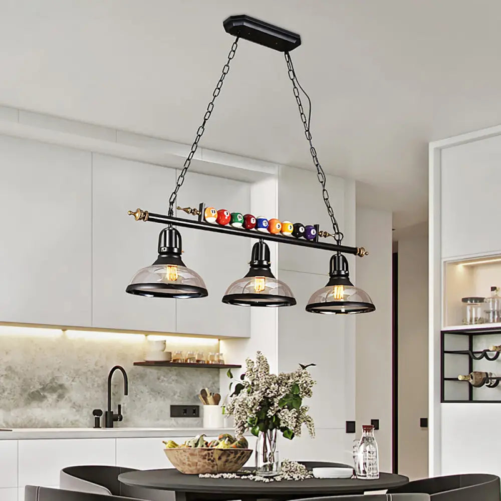 DecorBites™ Rustic Black Island Pendant Light Kit: Clear Glass Dome, 2/3-Light, with Multi-Color Balls
