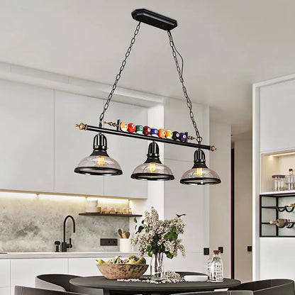 DecorBites™ Rustic Black Island Pendant Light Kit: Clear Glass Dome, 2/3-Light, with Multi-Color Balls