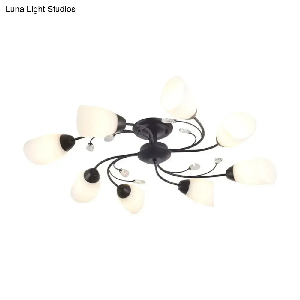Rustic black opal glass semi flush light – living room chandelier